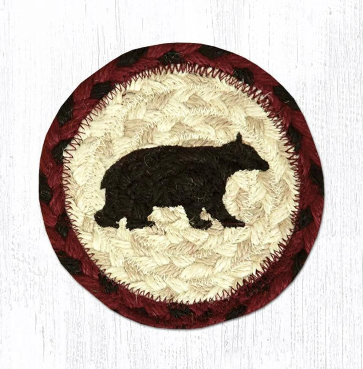 Earth Rugs Cabin Bear Printed Coaster 5"x5" Rustic Lodge Table Decor