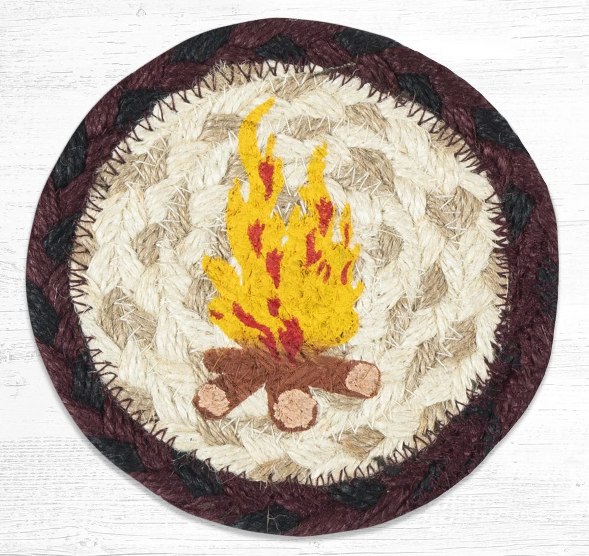 Earth Rugs Rustic Cabin Campfire Coaster 5"x5" Seasonal Drink Accessory