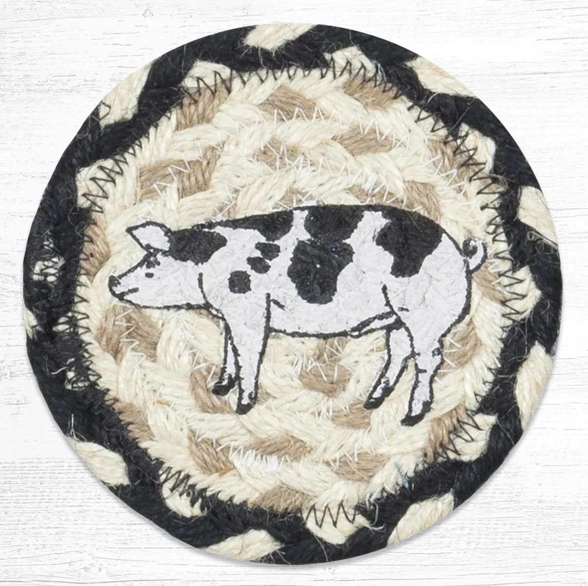 Earth Rugs Eco-Friendly Pig Coaster Rustic Farmhouse Drink Mat 5"x5"