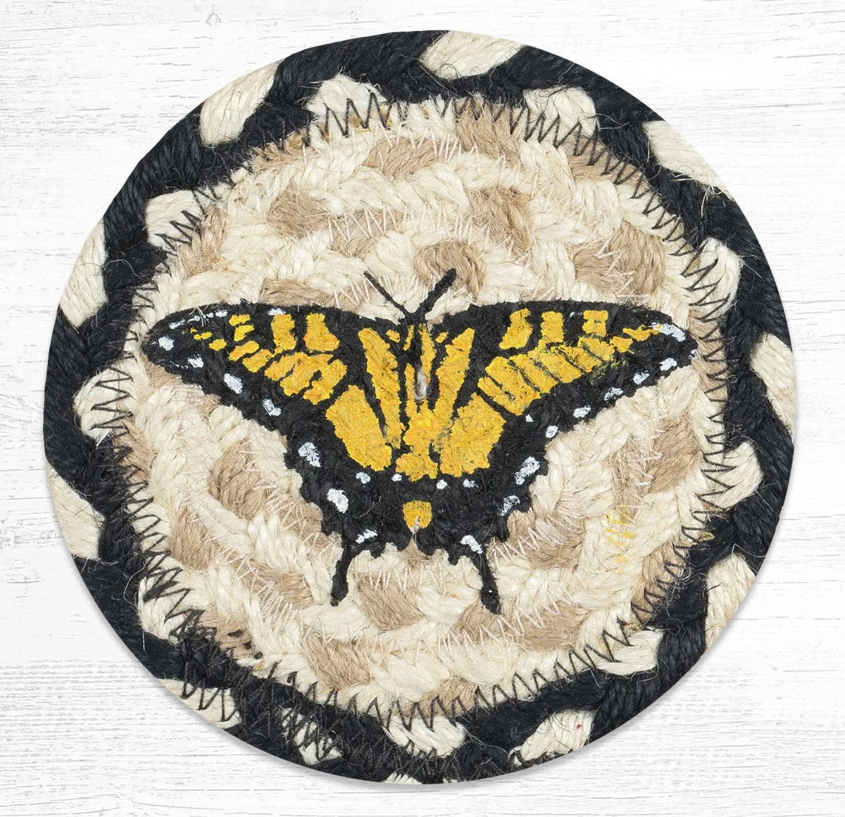 Earth Rugs Swallowtail Butterfly Printed Coaster 5"x5" Nature-Inspired Decor