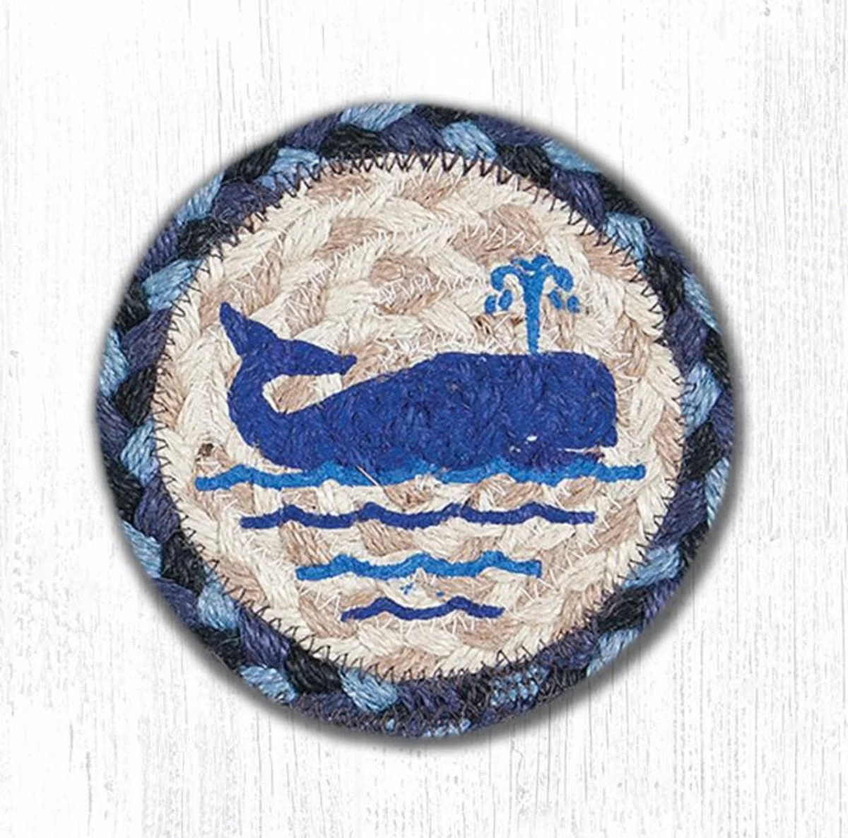 Earth Rugs Whale Printed Coaster 5"x5" Nautical Coastal Decor