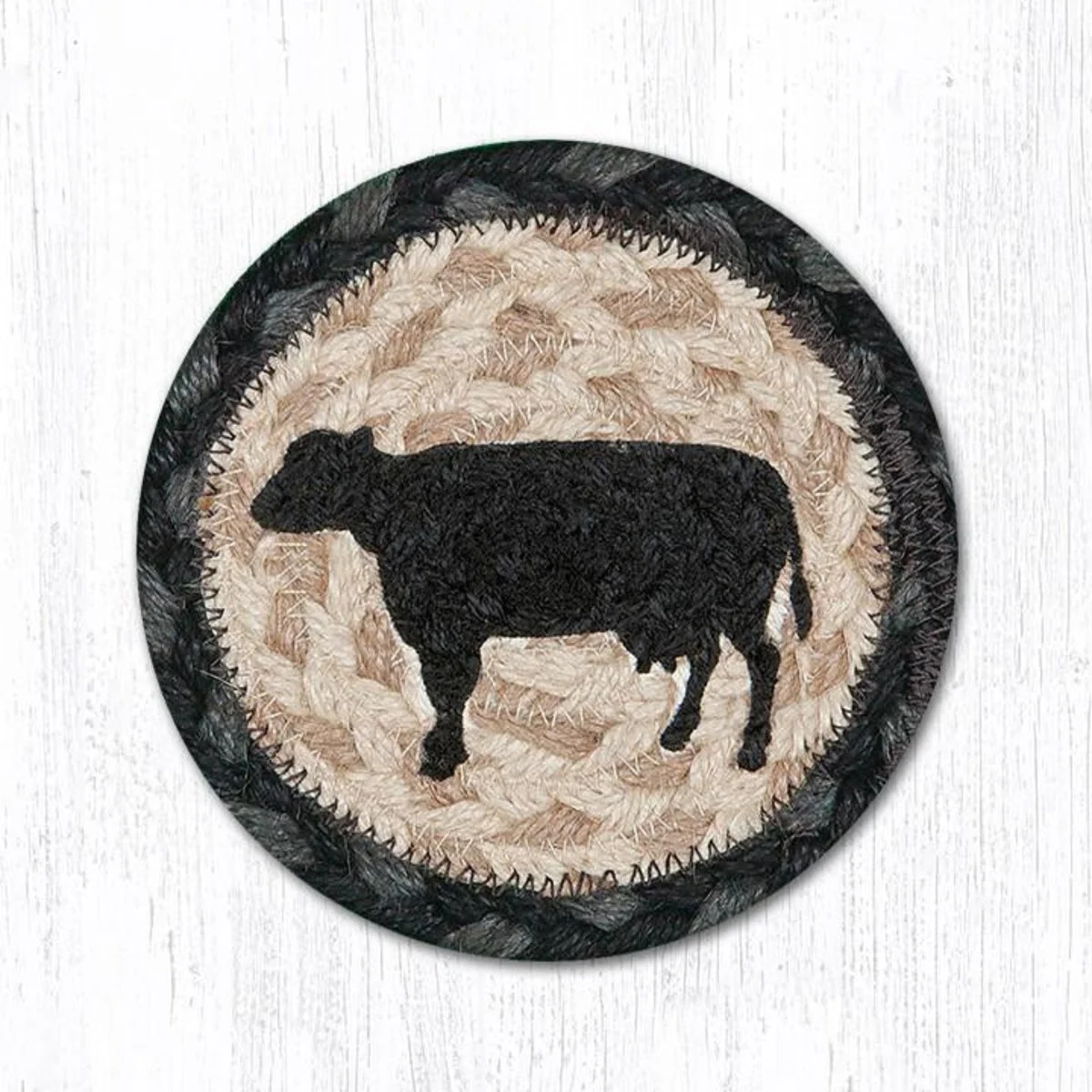 Earth Rugs Cow Silhouette Printed Coaster 5"x5" Farmhouse Rustic Decor