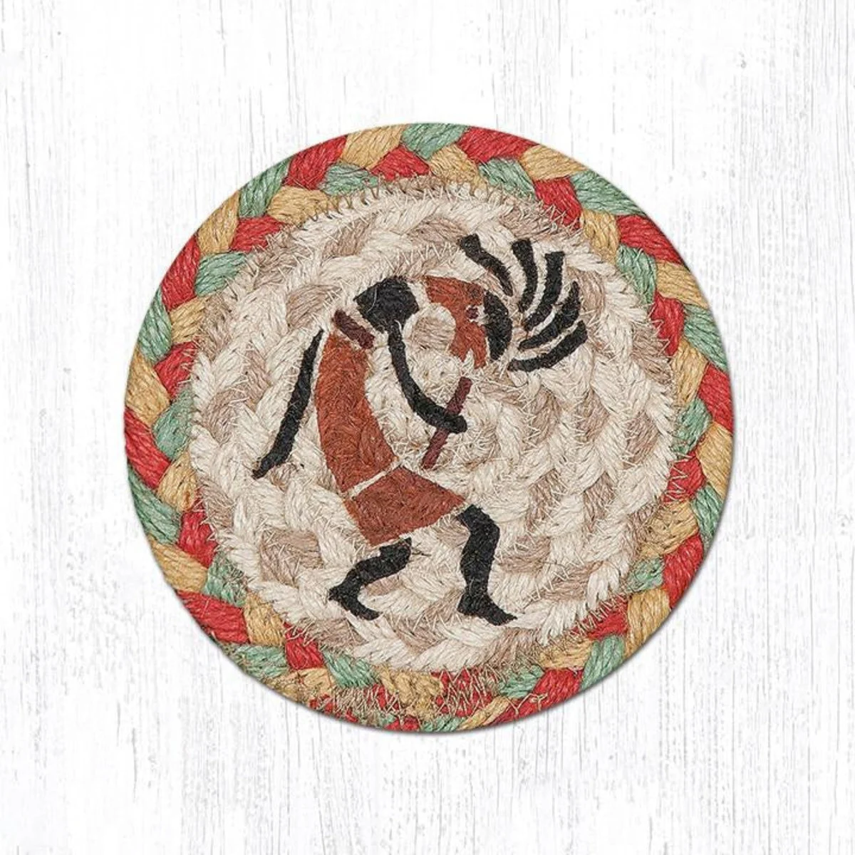Earth Rugs Southwestern Kokopelli Coaster – Rustic Tribal Style 5"x5" Table Protector