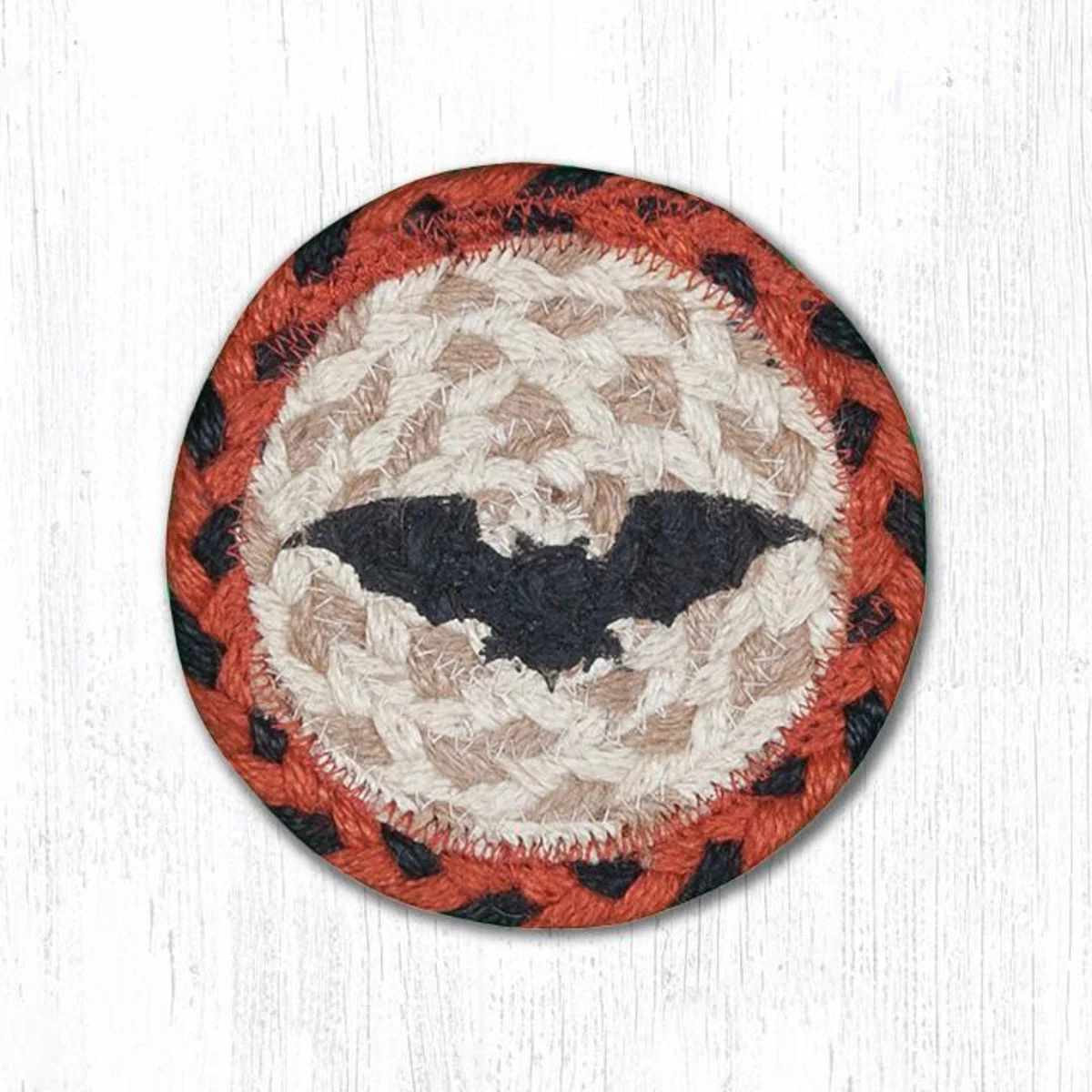 Earth Rugs Halloween Bat Printed Coaster – Farmhouse Rustic 5"x5" Drink Mat