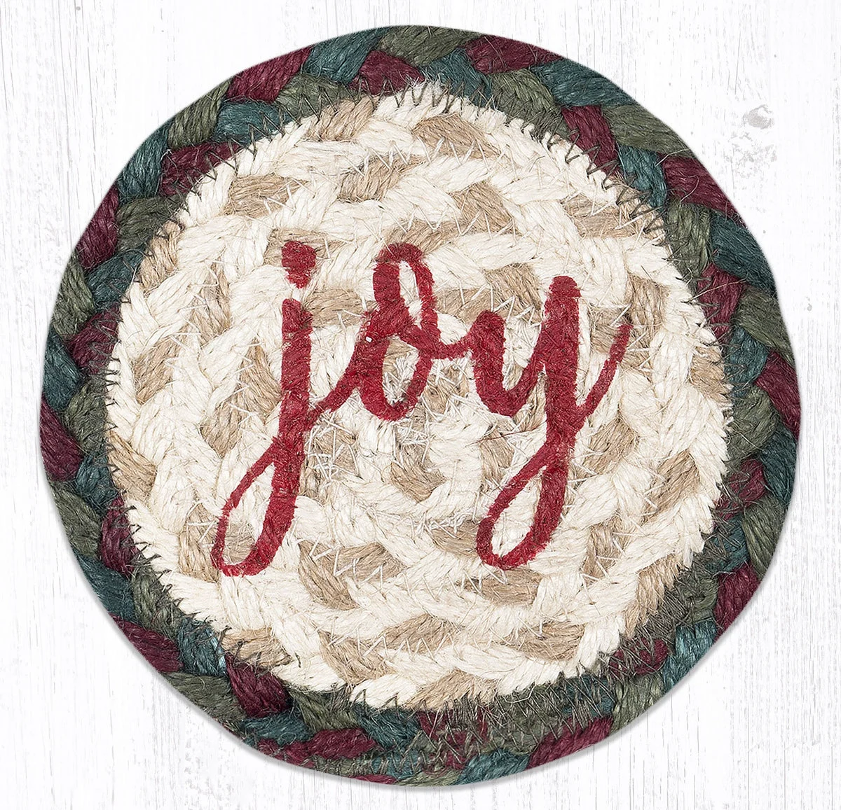Earth Rugs Decorative Joy Printed Coaster – Rustic Country Holiday 5"x5" Drink Mat
