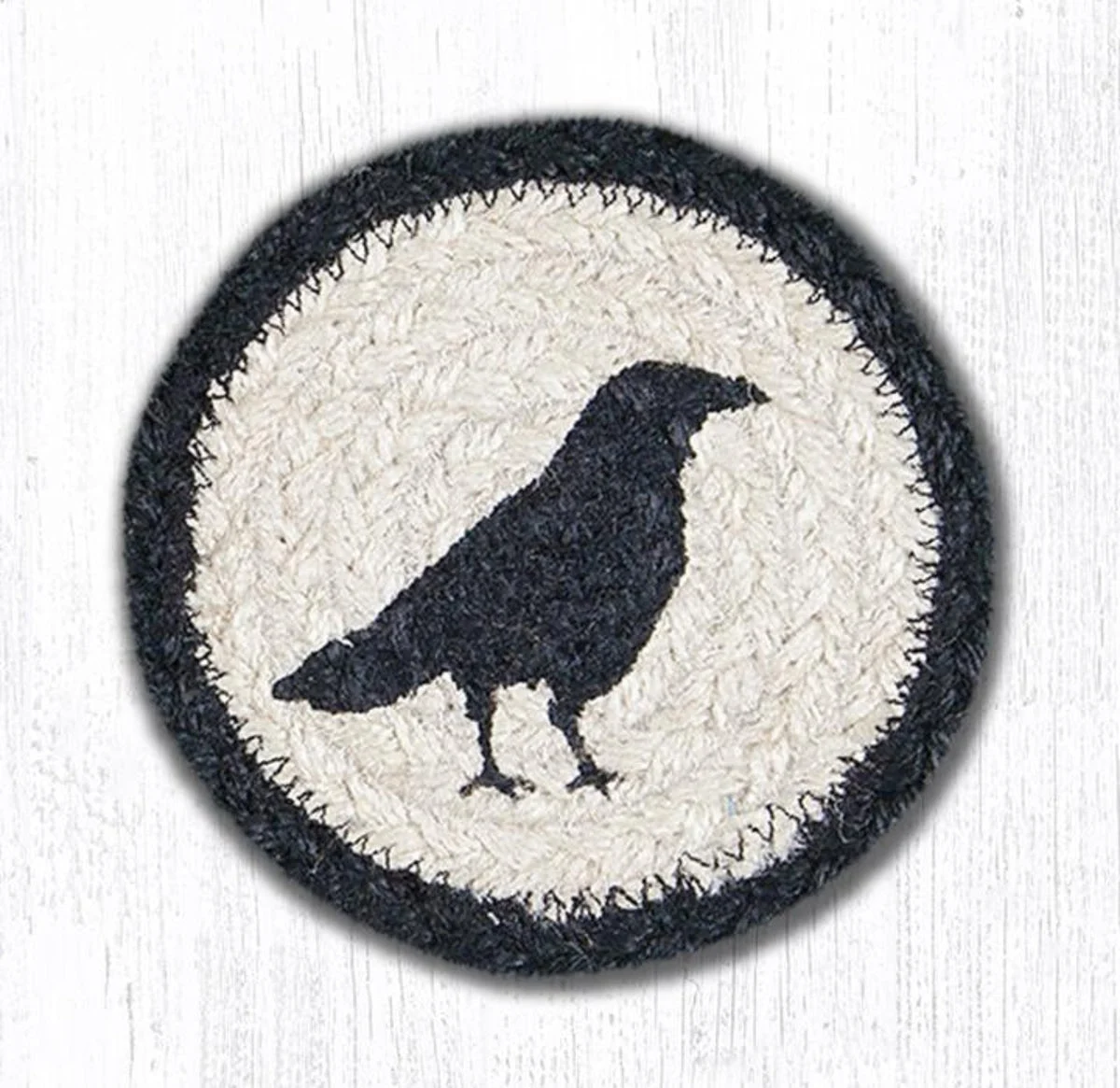Earth Rugs Farmhouse Crow Coaster – Rustic Country Kitchen 5"x5" Table Protector
