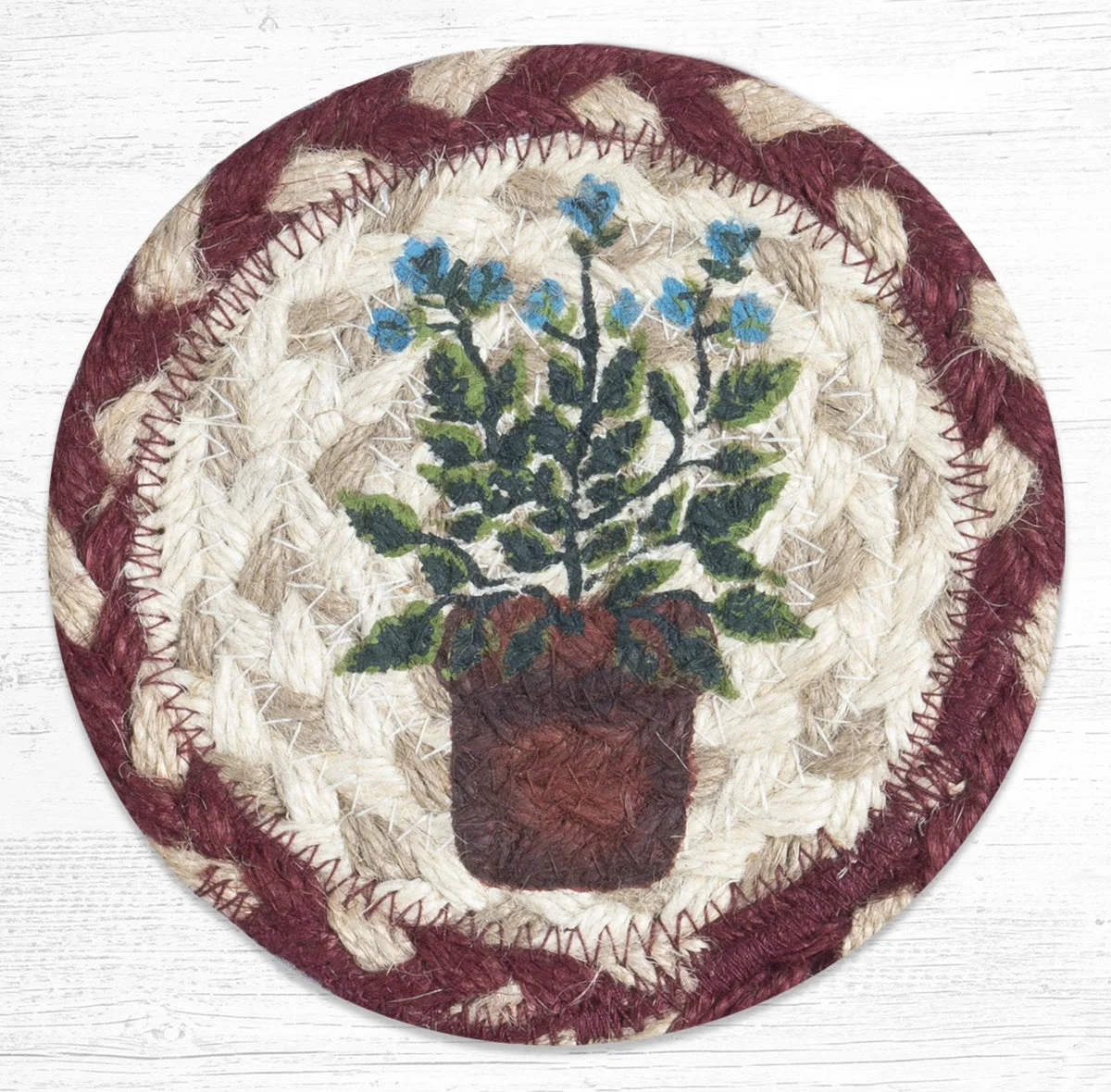 Earth Rugs Decorative Sage Printed Coaster – Farmhouse Kitchen 5"x5" Table Accent