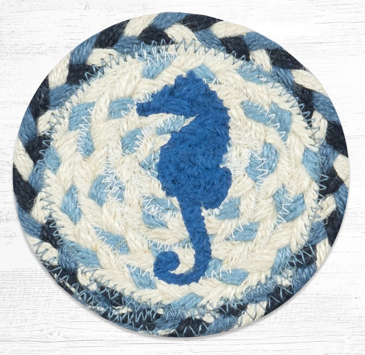 Earth Rugs Decorative Seahorse Printed Coaster – Coastal Kitchen 5"x5" Table Accent