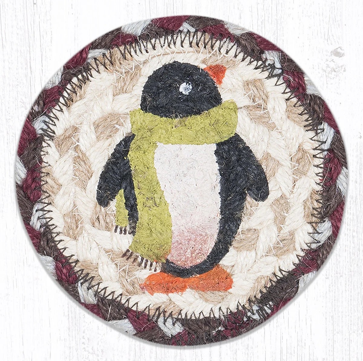 Earth Rugs Penguin Holiday Coaster – Farmhouse Winter 5"x5" Table Protector