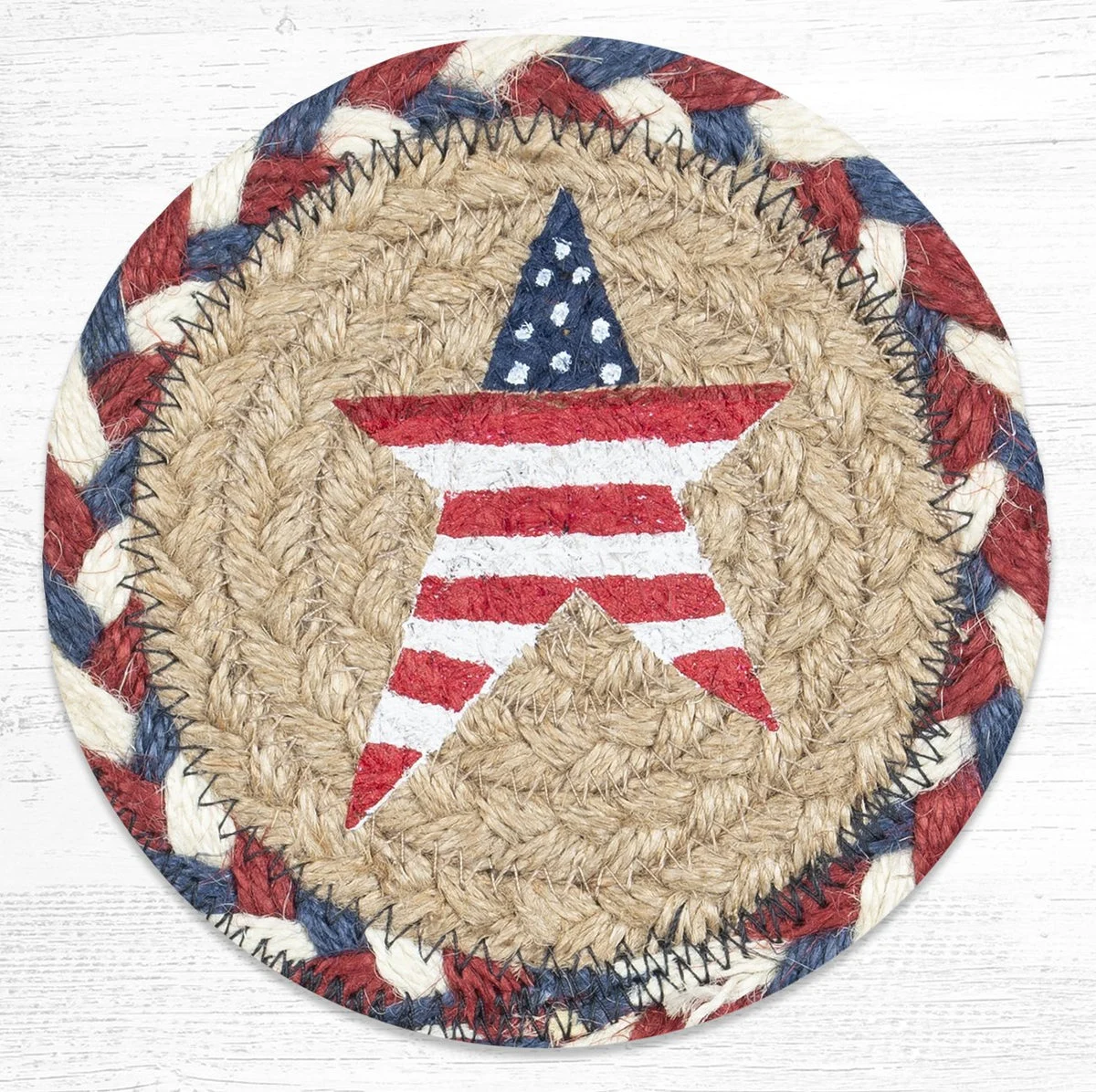 Earth Rugs IC-618 Primitive American Star Printed Coaster 5``x5``
