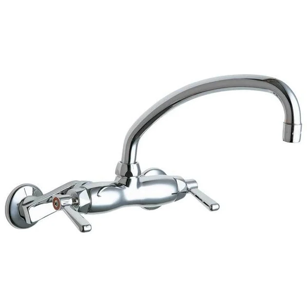 Service Faucet Wall Mount 3 to 8-3/8 Inch Spread 2 Lever ADA Polished Chrome