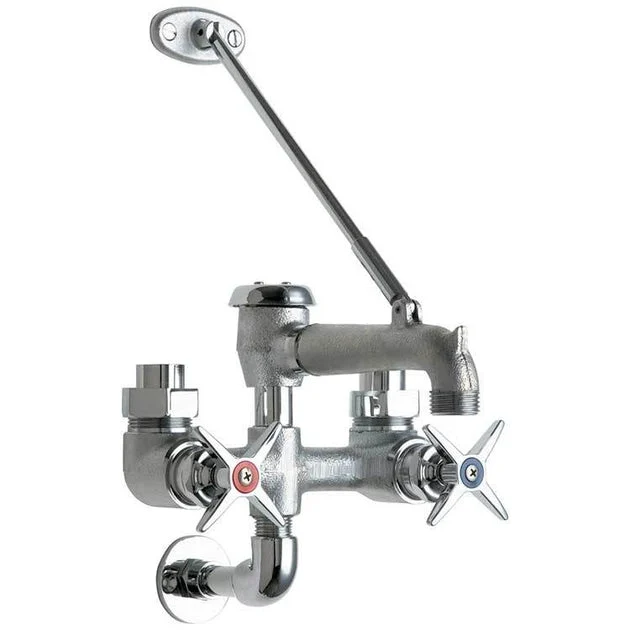 Service Faucet 835 Wall Mount with Brace 6 Inch Spread 2 Cross Rough Chrome