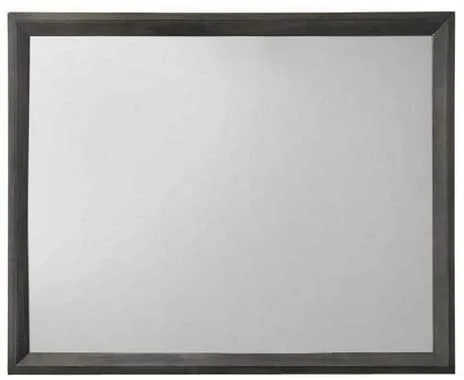 Benzara Wooden Frame Dresser Mirror with LED Light, Gray and Clear