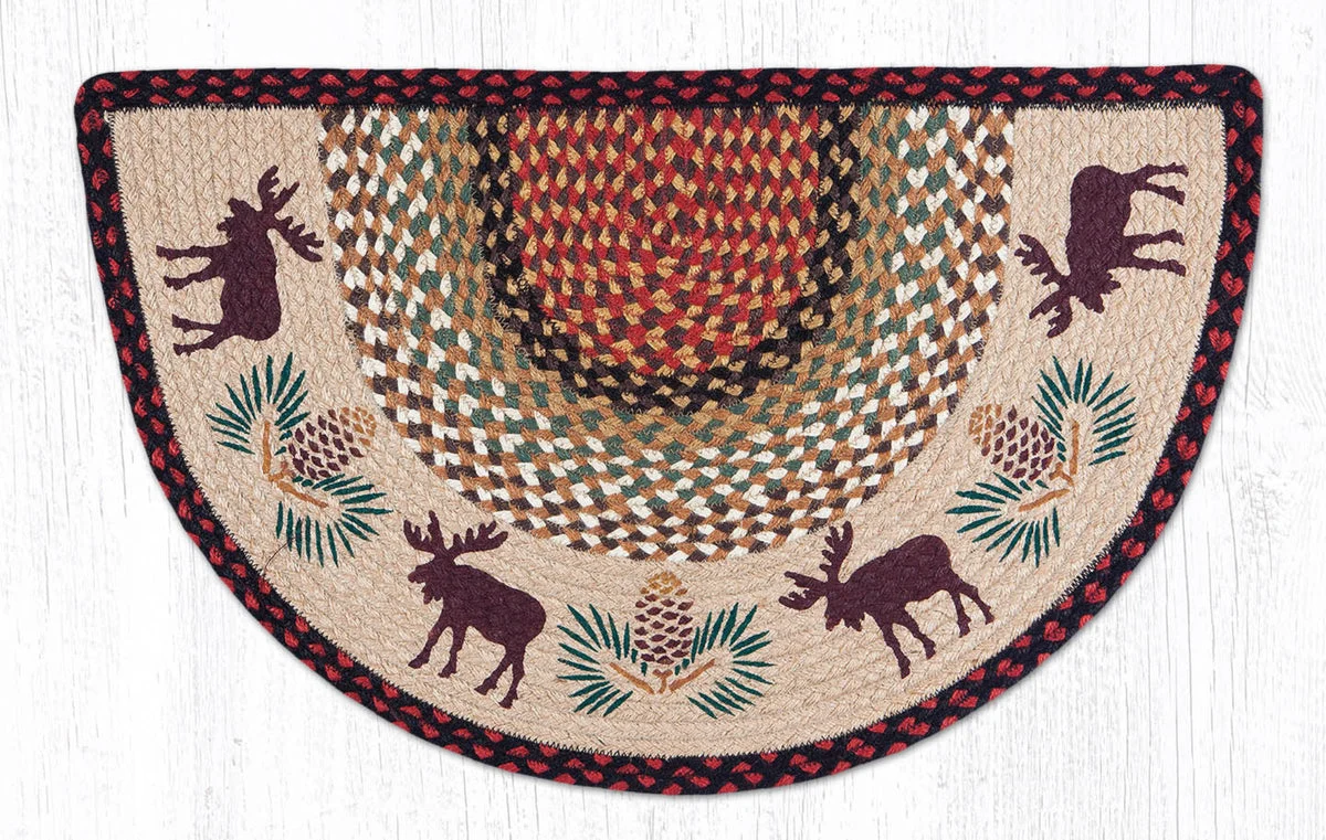 Earth Rugs Rustic Farmhouse Slice Tread Rug – 18"x29" Moose Pinecone Lodge Accent