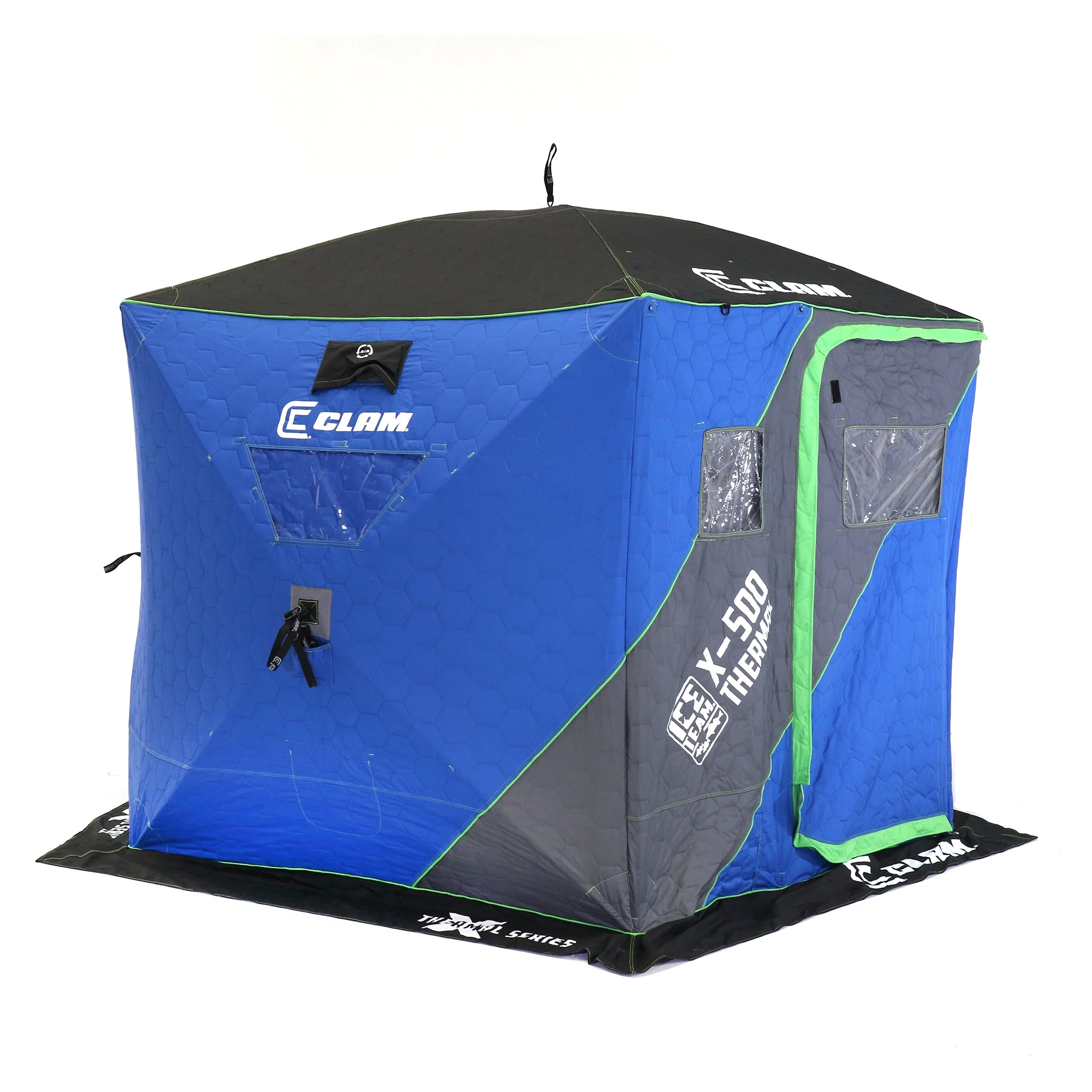 CLAM X-500 Portable 9 Ft 5 Person Ice Team Thermal Hub Shelter w/Dimmable Light