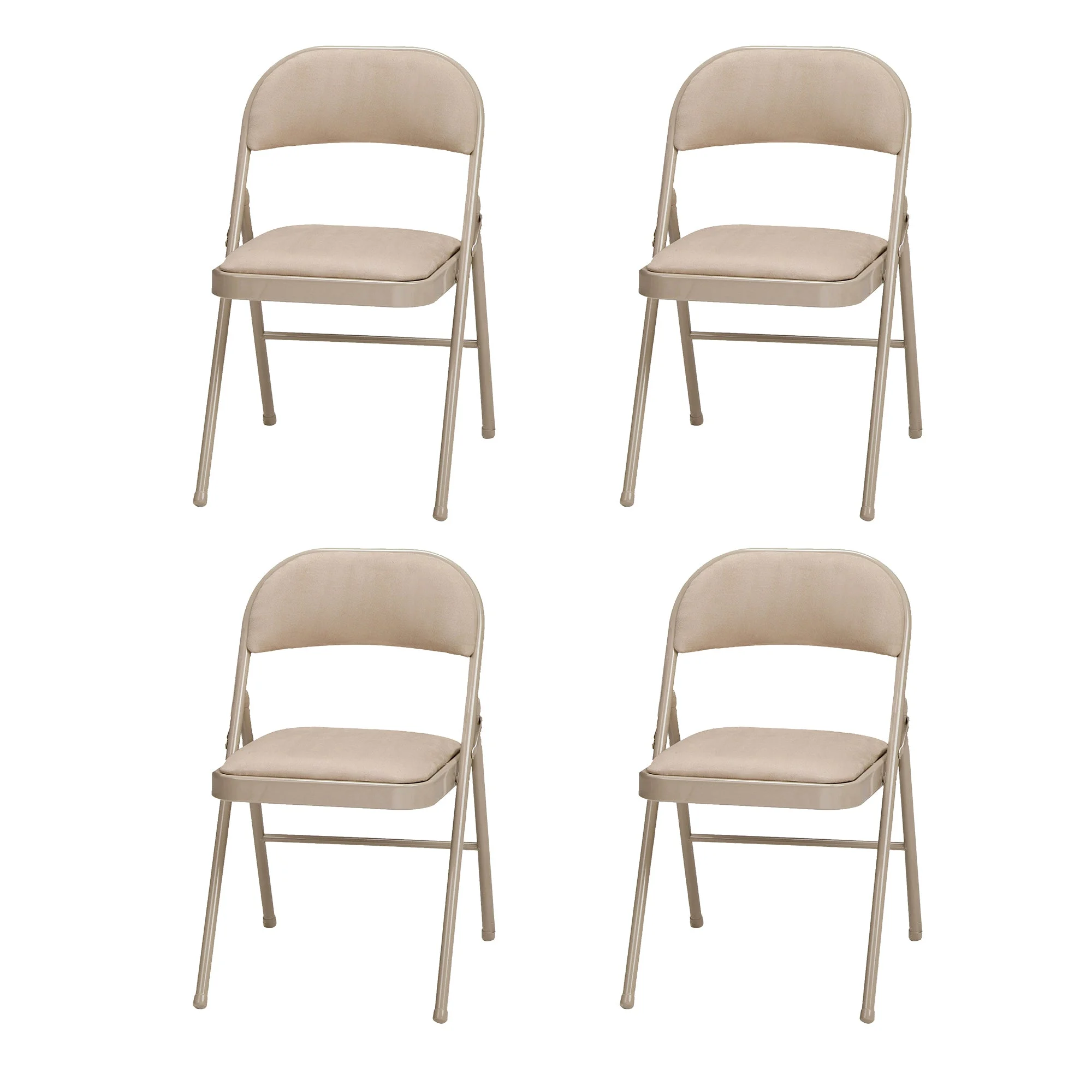MECO Sudden Comfort Deluxe Sand Fabric Padded Folding Chair, Buff (Set of 4)