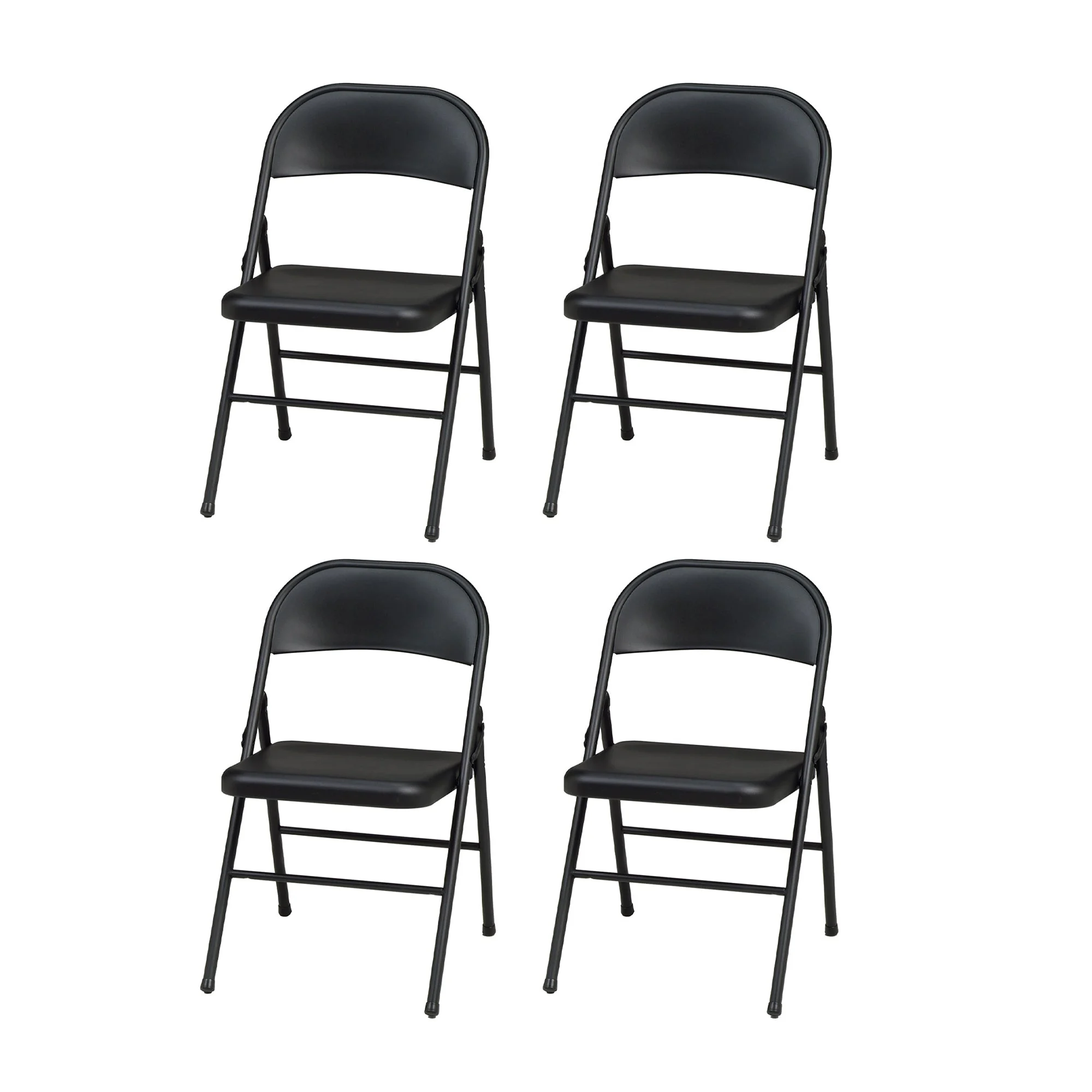 MECO Sudden Comfort All Steel Indoor Outdoor Folding Chair, Black Lace(Set of 4)