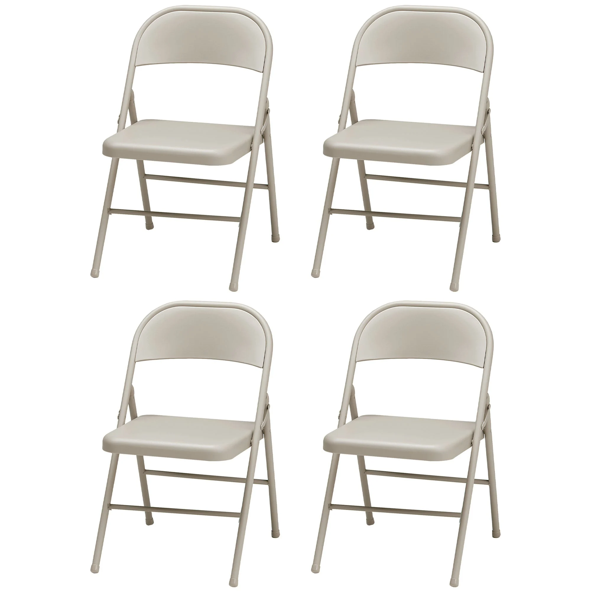 MECO Sudden Comfort All Steel Indoor Outdoor Folding Chair, Buff Lace (Set of 4)