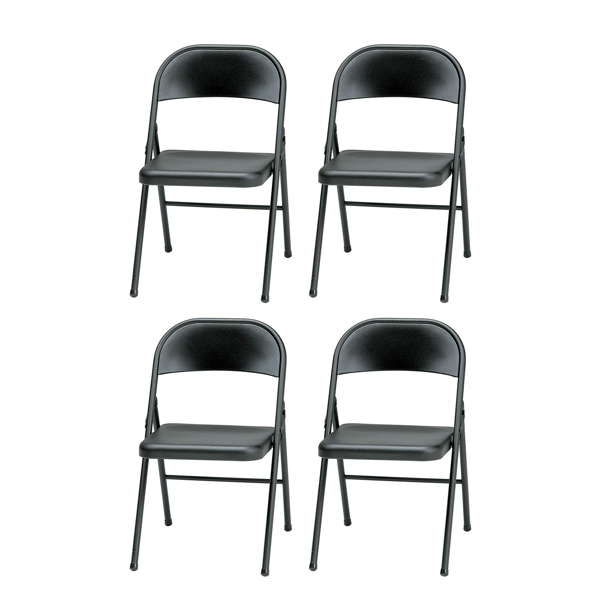 MECO Sudden Comfort All Steel Indoor Outdoor Folding Chair Set, Black (Set of 4)