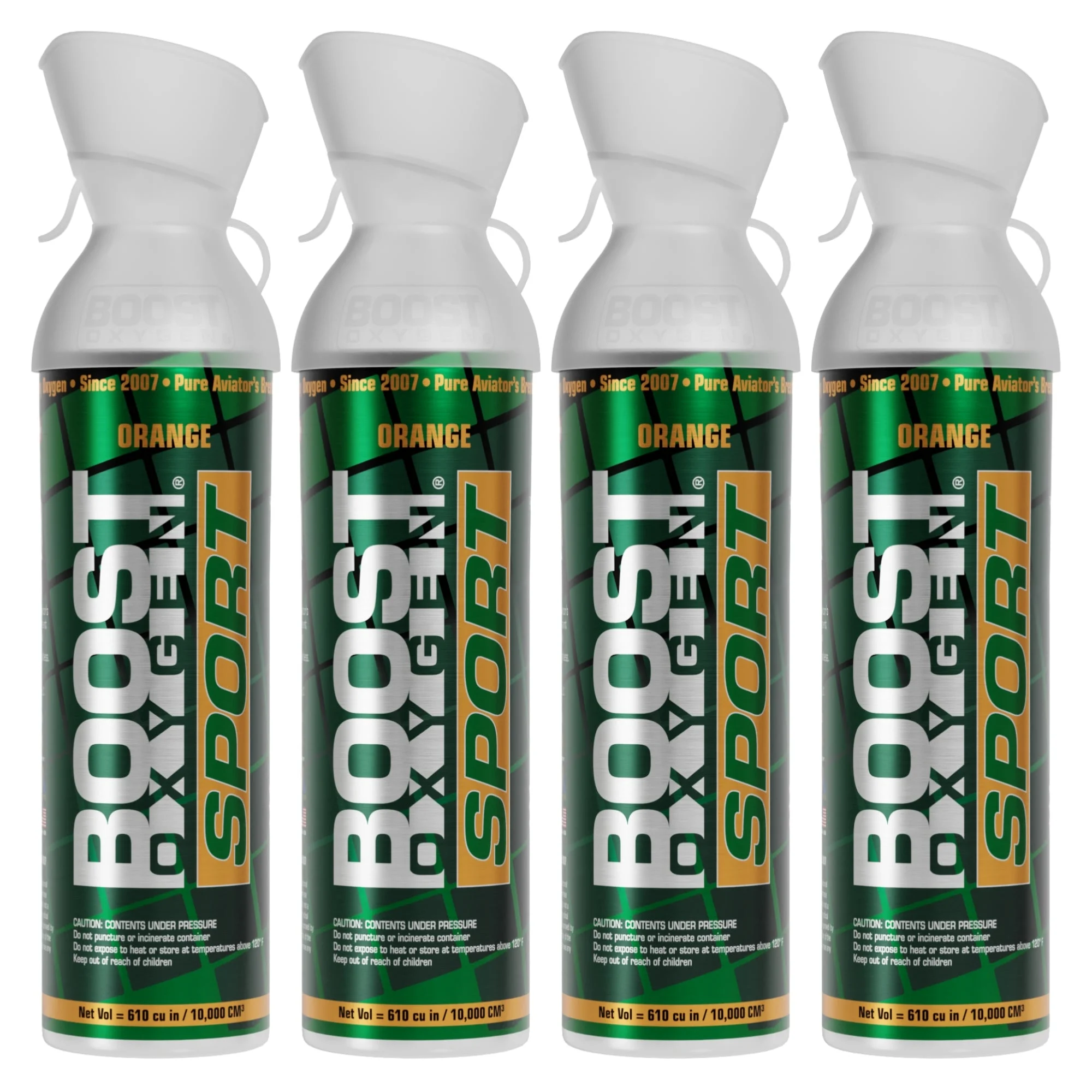 Boost Oxygen Large SPORT Orange Aroma 10 Liter Canister for Support, (4 Pack)