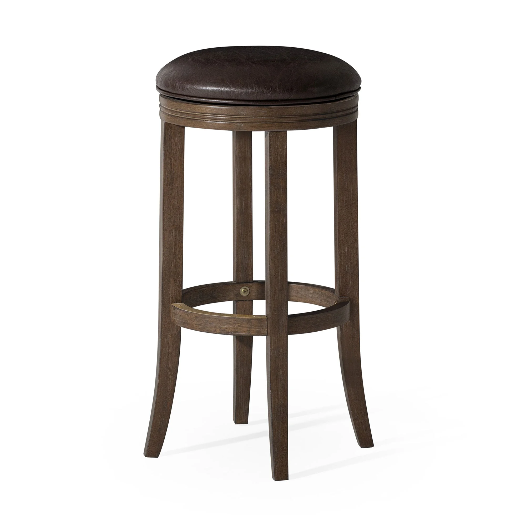 Maven Lane Eva Bar Stool in Walnut Finish with Marksman Saddle Vegan Leather