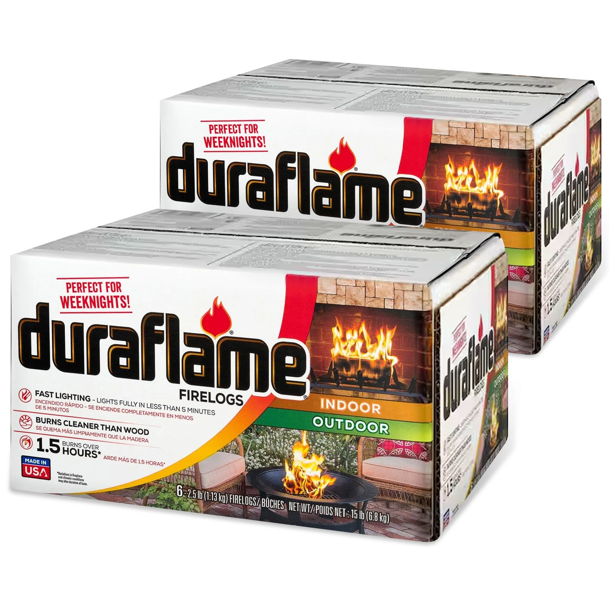 Duraflame 2.5 lbs Indoor Outdoor Fireplace Pit Firelog 1.5 Hr Burn Time (12 Pack)