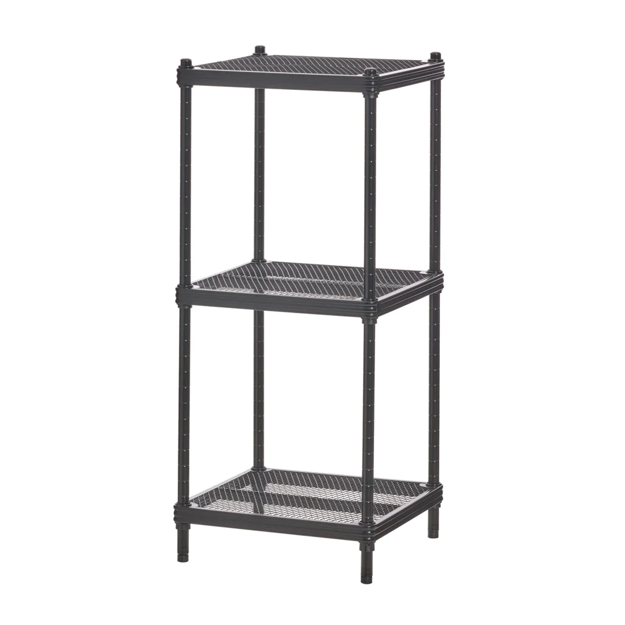 Design Ideas MeshWorks 3 Tier Tower Metal Storage Shelving Unit Rack, Black