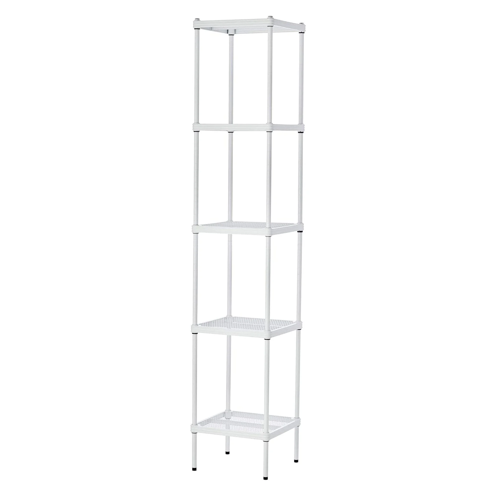 Design Ideas MeshWorks 5 Tier Tower Metal Storage Shelving Unit Rack, White