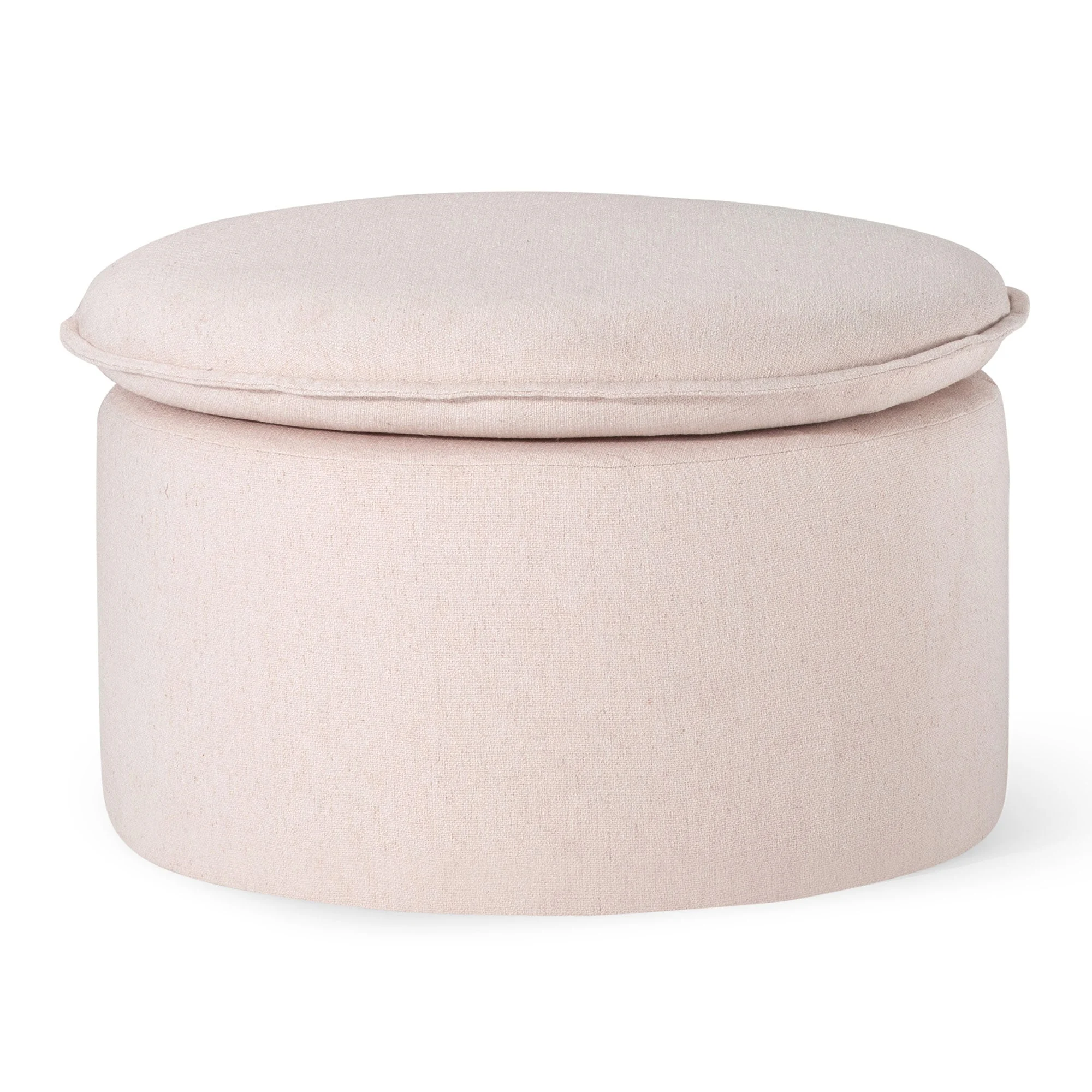 Maven Lane Lyra Contemporary Ottoman in Cream Fabric Upholstery
