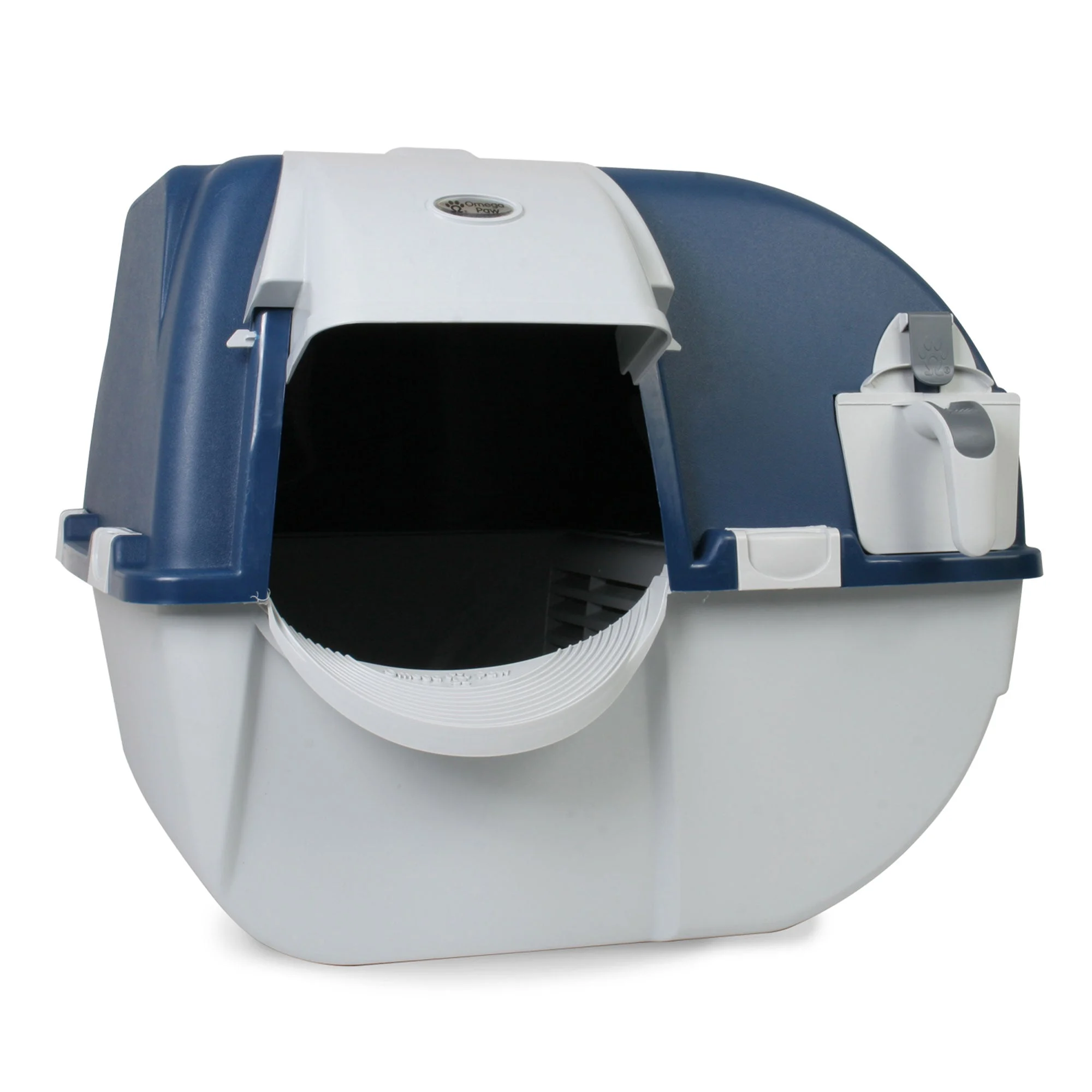Omega Paw Roll N Clean Complete Self Cleaning Litter Box and 100 Bags, Blue