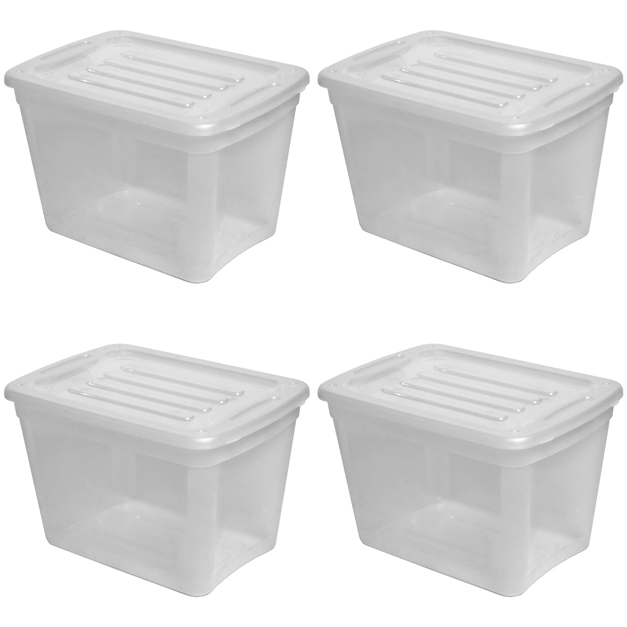Gracious Living 10 gal Stackable Storage Container Bin w/Lid, Clear (4 Pack)