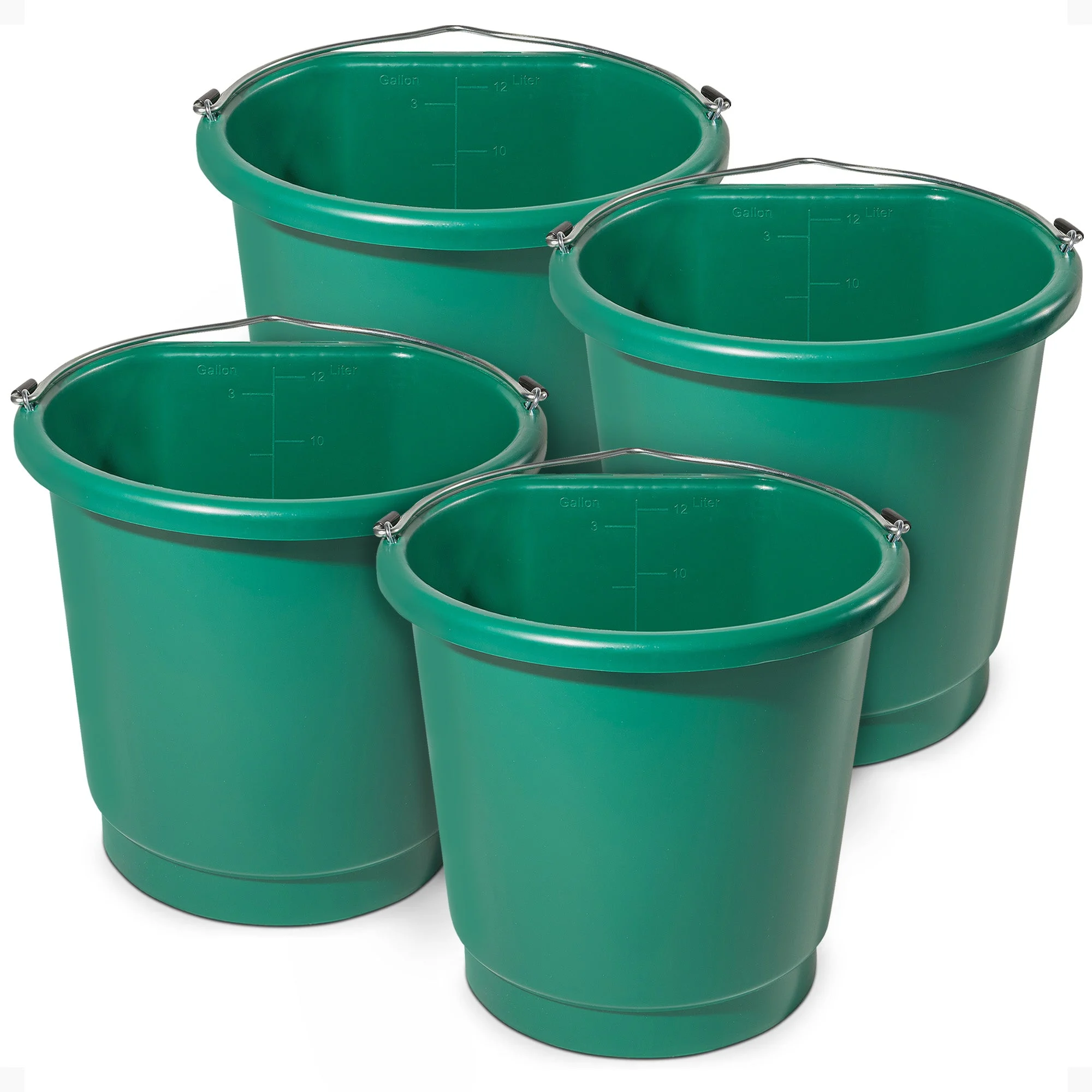 Farm Innovators 3 Gal Flat Back Plastic Heated Bucket, 70 Watt, Green (4 Pack)
