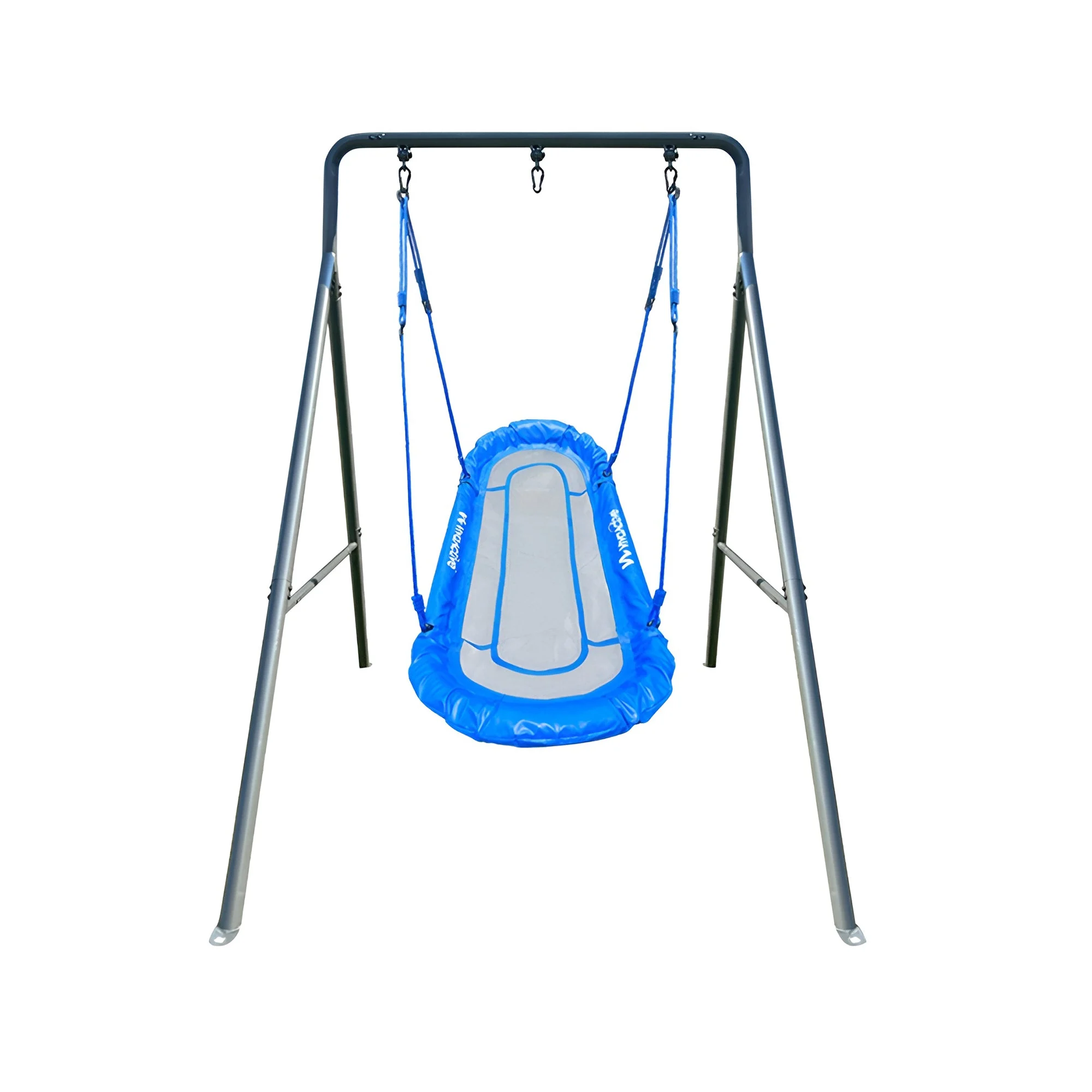 gobaplay Single Swing Set Playground Equipment with Double Platform Saucer, Blue