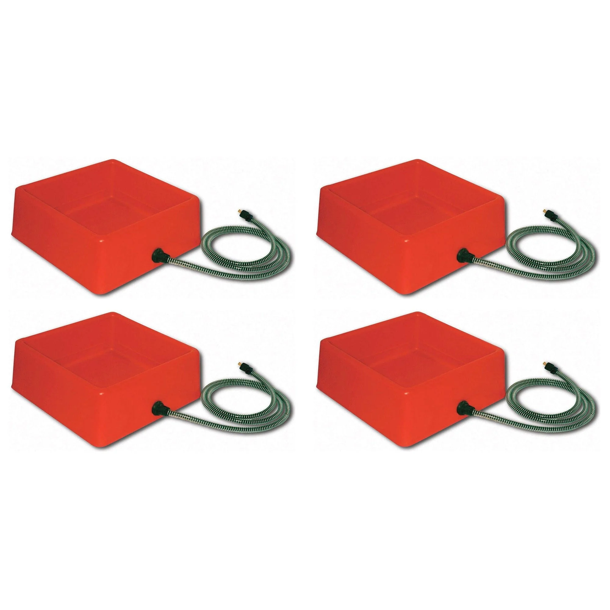 Farm Innovators 1.25 Gallon 60W Electric Heated Pet Water Bowl, Red (4 Pack)