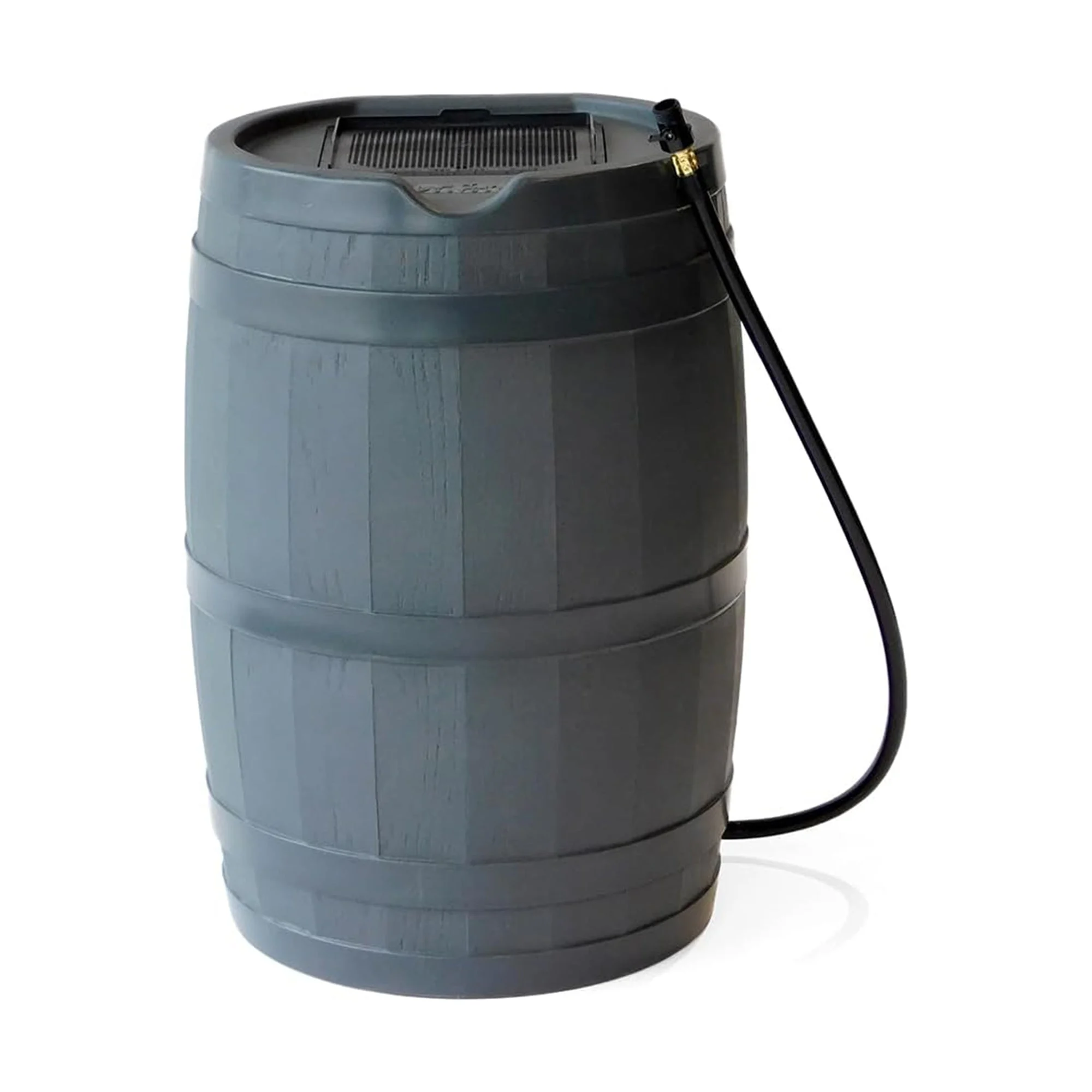 FCMP Outdoor RC45 45 Gallon Outdoor Rain Water Catcher Barrel Container, Grey