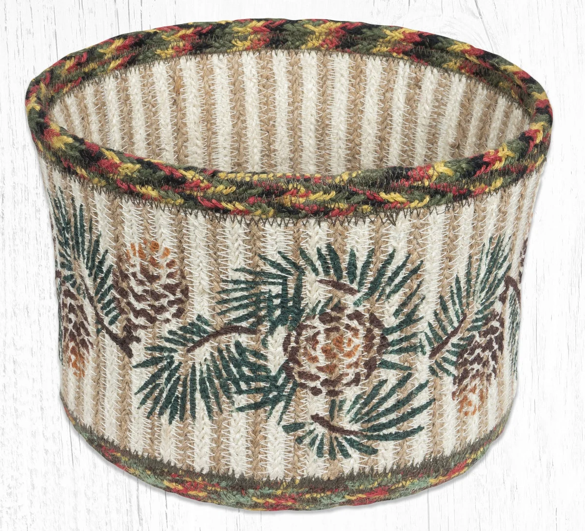 Earth Rugs RNB-81 Pinecone Natural Rope Braided Basket 9``x7``