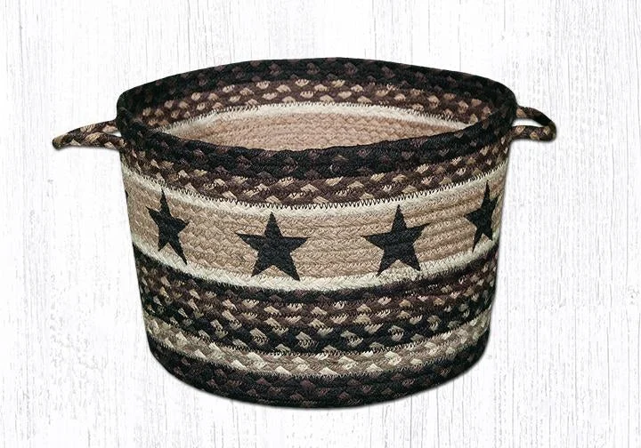Earth Rugs UBP-313 Black Stars Printed Utility Basket 17``x11``