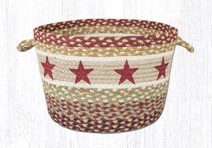 Earth Rugs UBP-357 Burgundy Star Printed Utility Basket 17``x11``