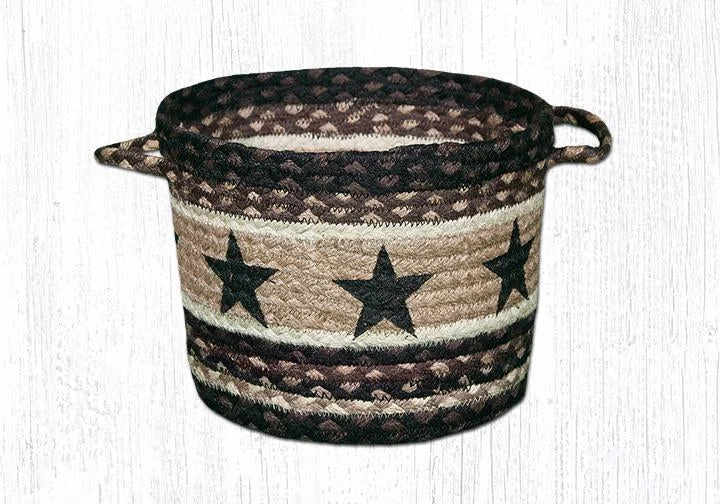 Earth Rugs UBP-313 Black Stars Printed Utility Basket 13``x9``