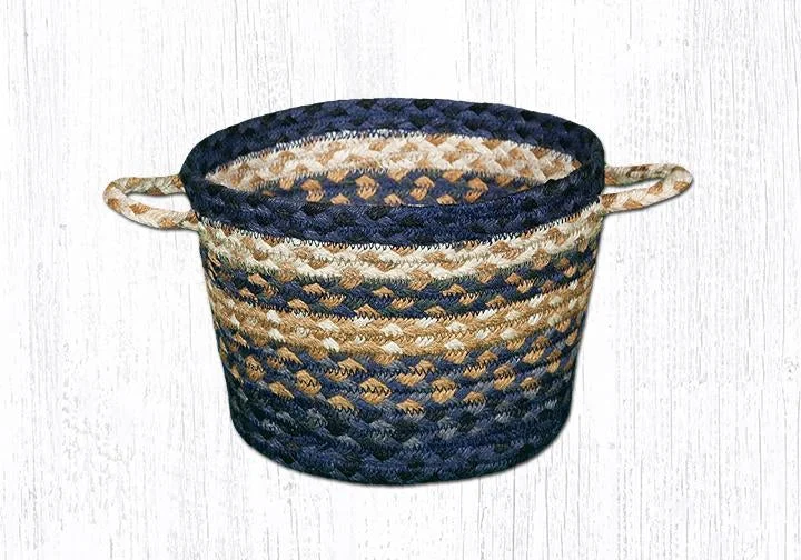 Earth Rugs UB-79 Light & Dark Blue/Mustard Utility Basket 9``x7``
