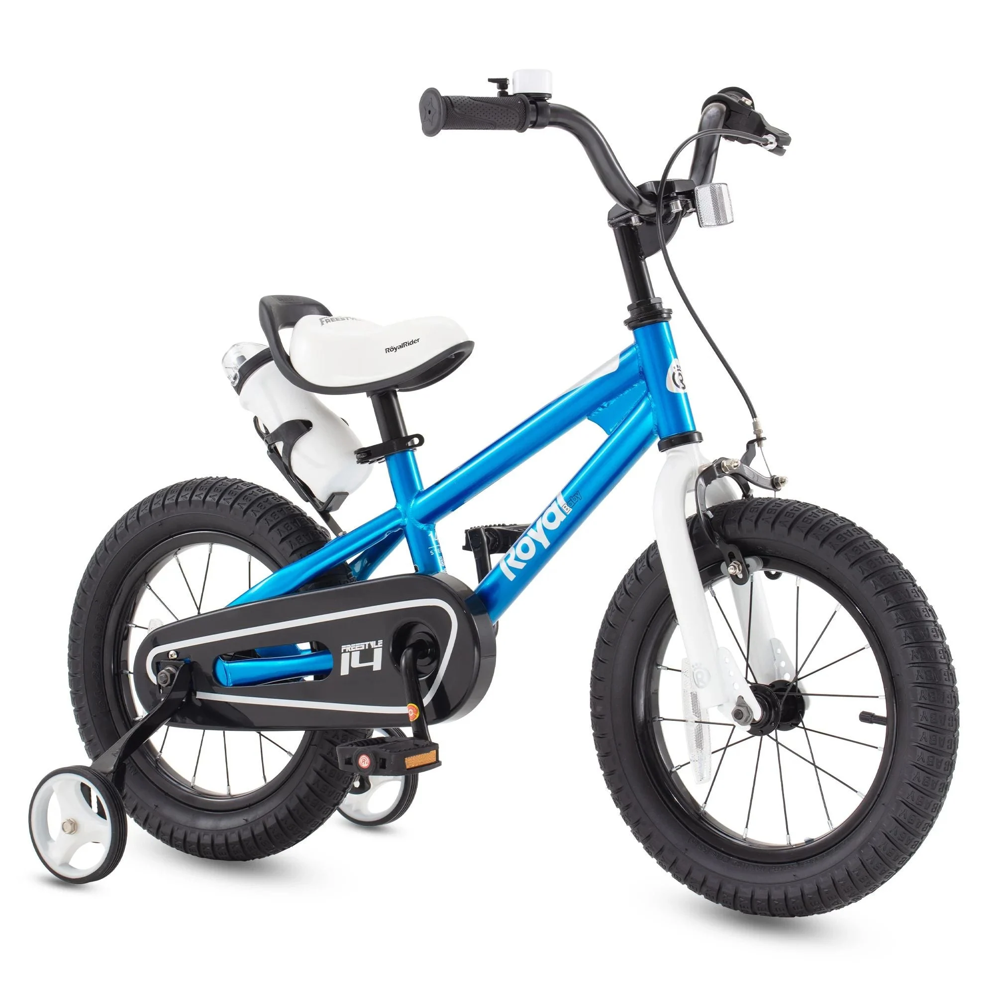 RoyalBaby Freestyle Outdoor Kid's Bicycle with Training Wheels, 16 Inch, Blue
