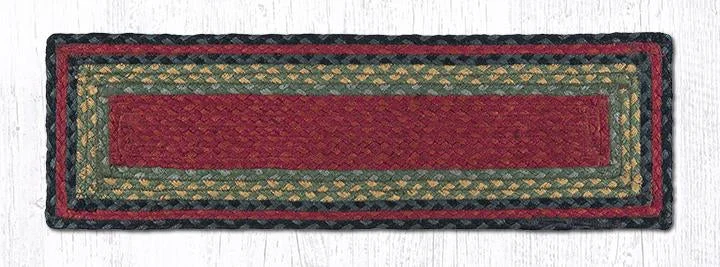 Earth Rugs RC-238 Burgundy/Olive/Charcoal Rectangle Stair Tread 27"x8.25" (Set of 13)