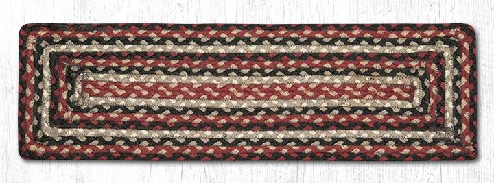 Earth Rugs RC-344 Burgundy/Black/Tan Rectangle Stair Tread 27"x8.25" (Set of 13)