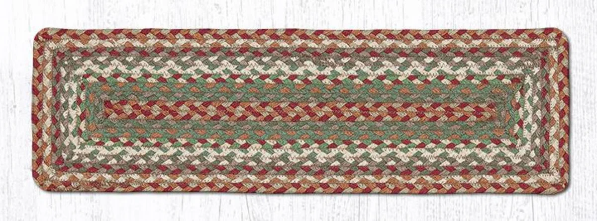 Earth Rugs Buttermilk/Cranberry Rectangle Stair Tread 27"x8.25" – Hand-Braided Jute Rug in Rustic Farmhouse Colors for Safe, Stylish Steps