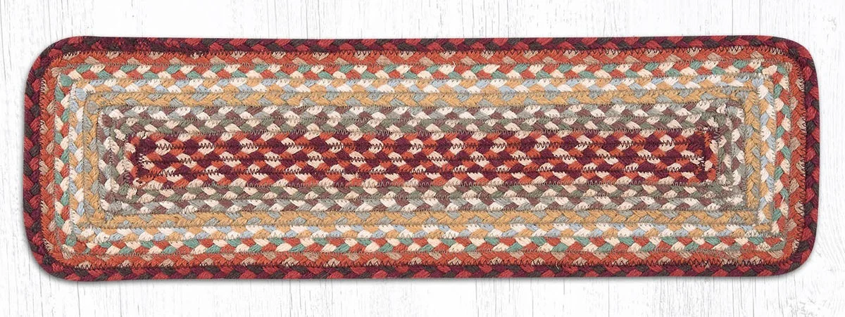 Earth Rugs RC-417 Thistle Green/Country Red Rectangle Stair Tread 27"x8.25" (Set of 13)