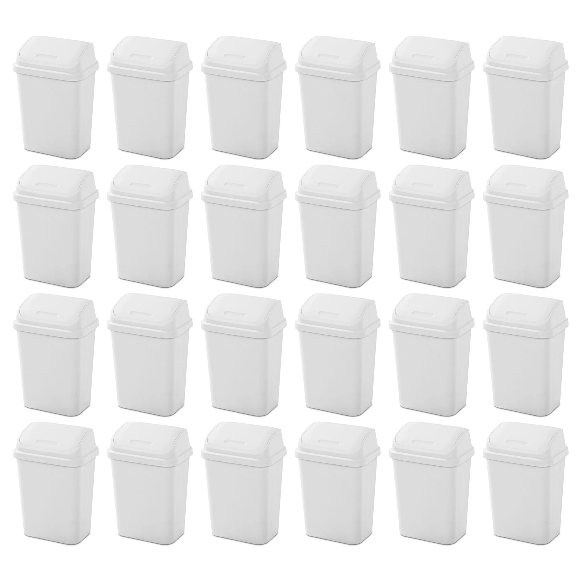 Sterilite 7.8 Gallon SwingTop Kitchen Wastebasket Trash Can, White (24 Pack)