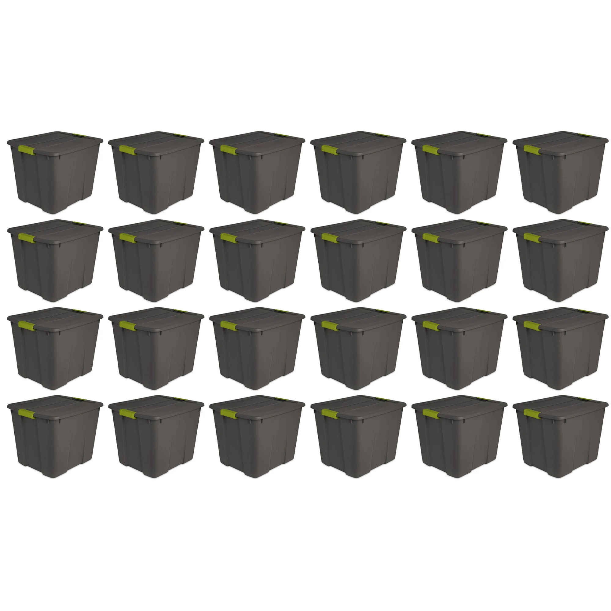 Sterilite 20 Gallon Stackable Plastic Storage Tote Bin with Lid, Gray (24 Pack)