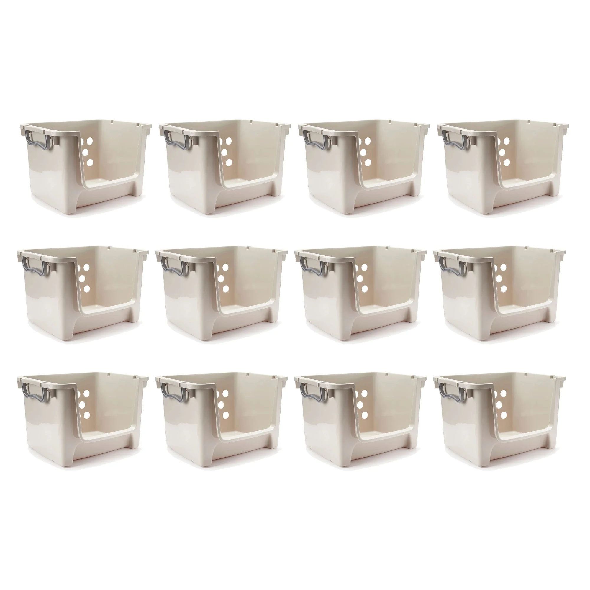 Sterilite Home Organization Stackable Open Storage Bin Container, Gray (12 Pack)