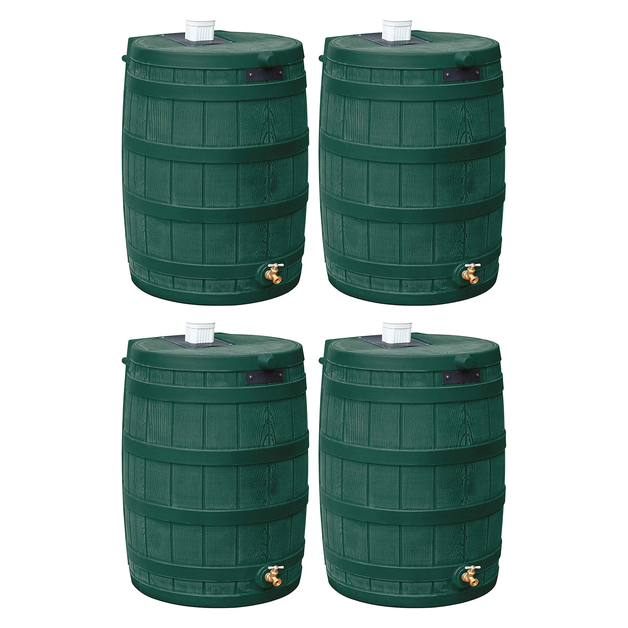 Good Ideas Rain Wizard Water Storage 50 Gallon Capacity Barrel, Green, (4 Pack)