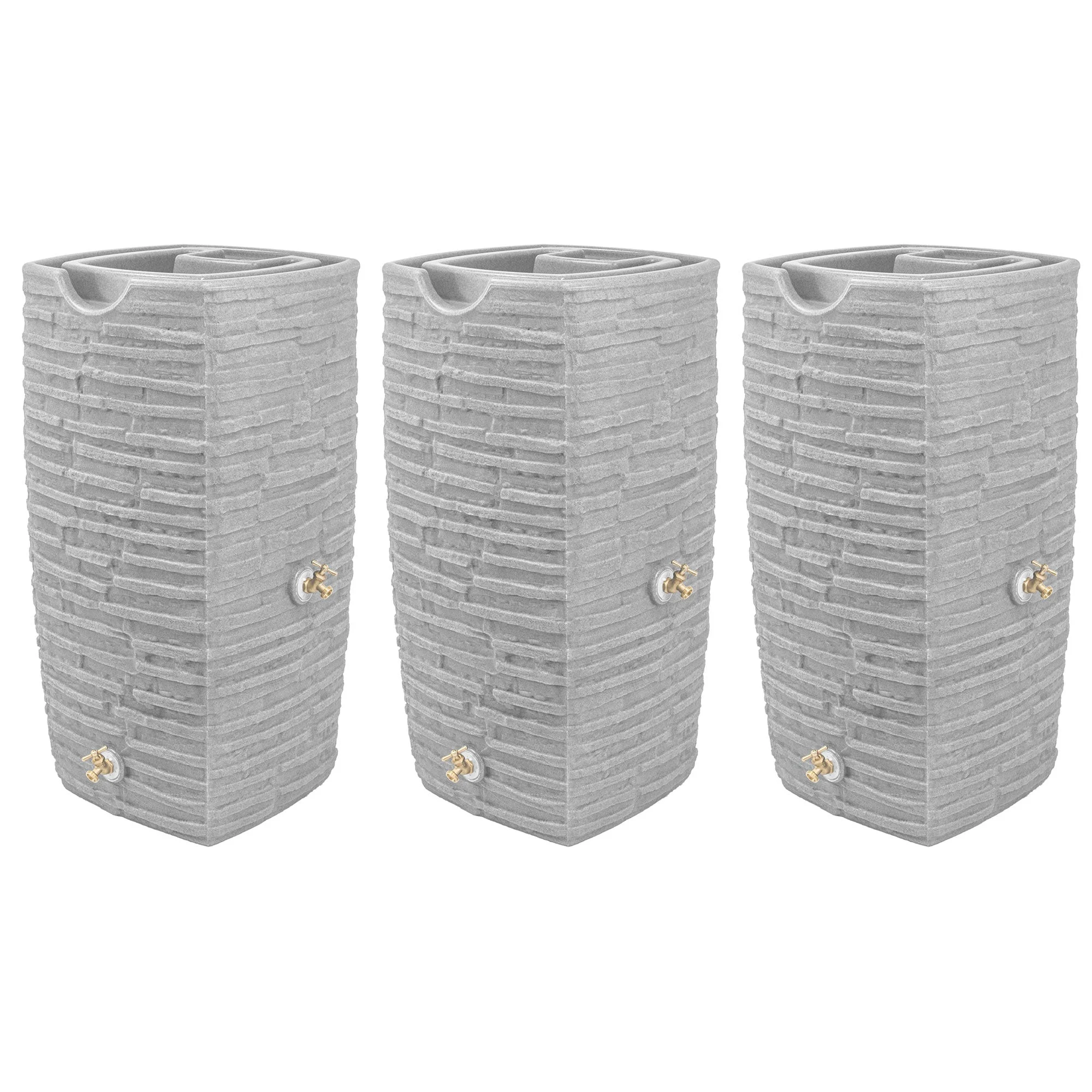 Good Ideas Impressions Riverwalk 50 Gallon Rain Saver, Light Granite (3 Pack)